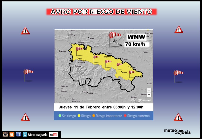 Aviso Amarillo por Viento en la Ribera AEMET