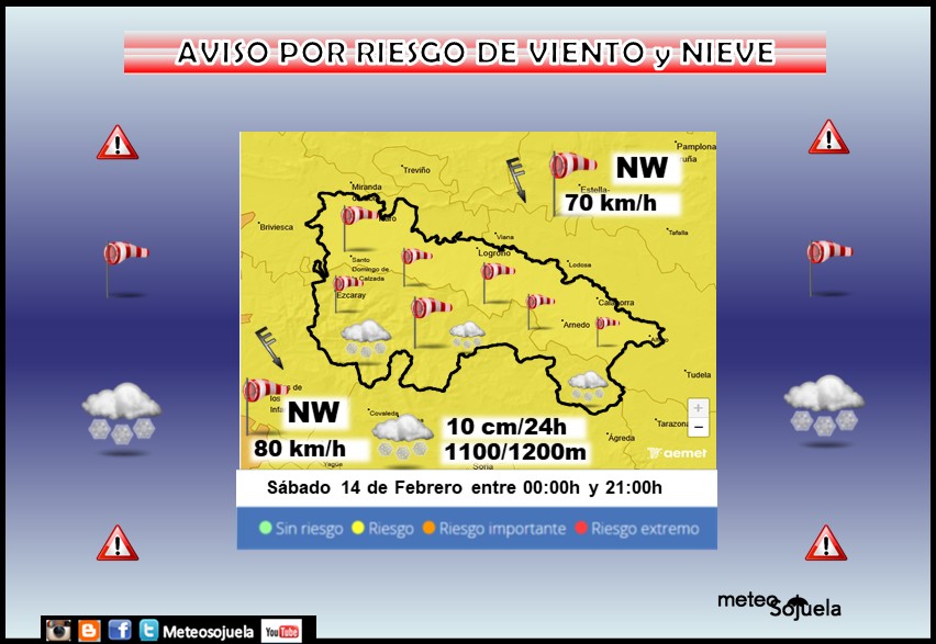 Aviso Amarillo por Viento y Nieve en La Rioja. AEMET