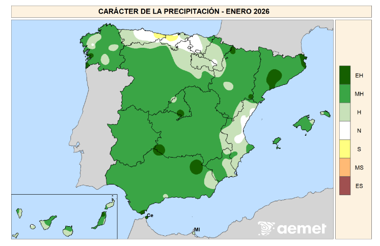 Caracter de Precipitación Enero 2026