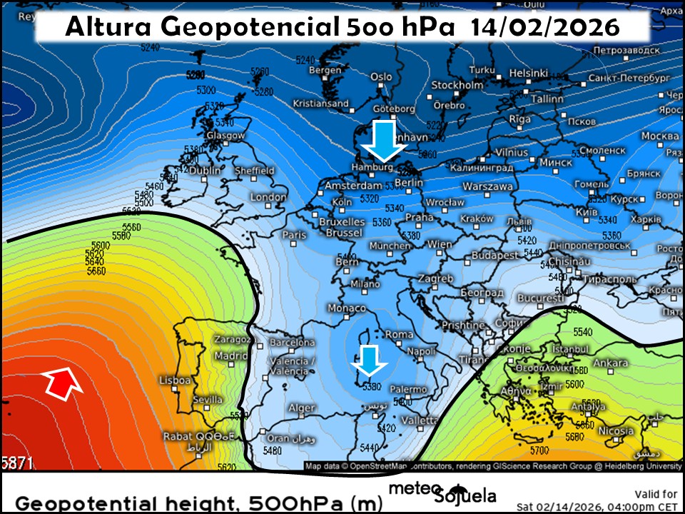 Dorsal en el Atántico y Vaguada en el Mediterráneo