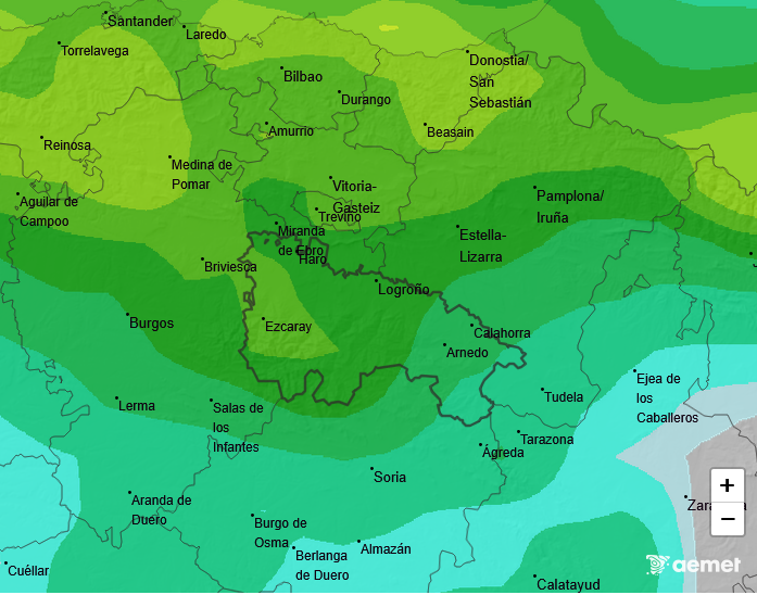 Precipitación Media según AEMET. Meteosojuela La Rioja 14