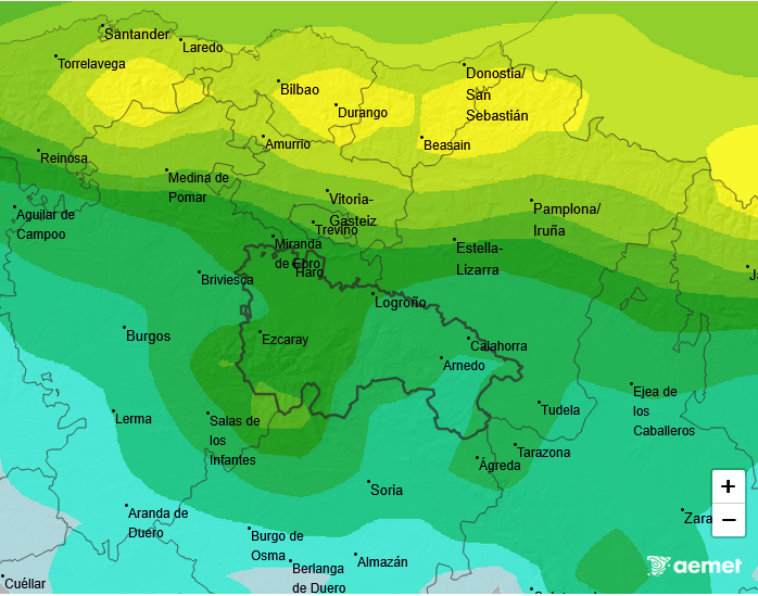 Precipitación Media según AEMET. Meteosojuela La Rioja 16