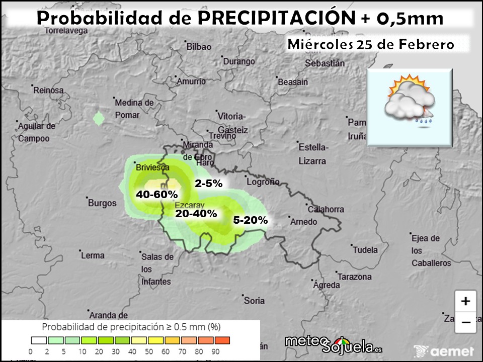 Probabilidad de Precipitación según AEMET