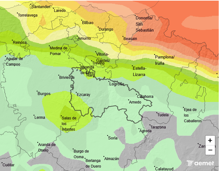 Probabilidad deprecipitación según AEMET. Meteosojuela La Rioja 15