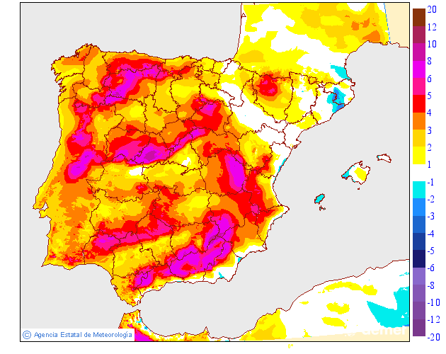 Variación de temperaturas máximas AEMET Meteosojuela 20