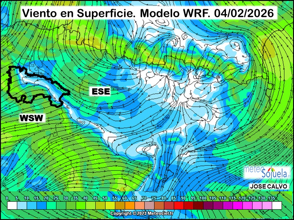 Viento en Superficie Modelo WRF Meteosojuela.
