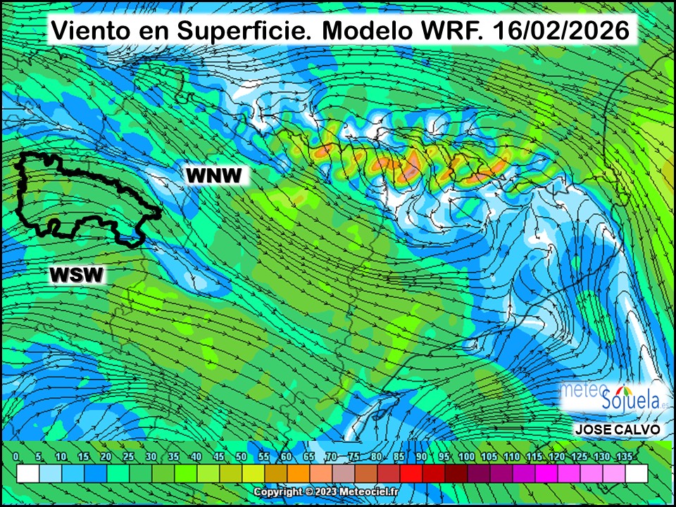 Viento en Superficie Modelo WRF Meteosojuela.