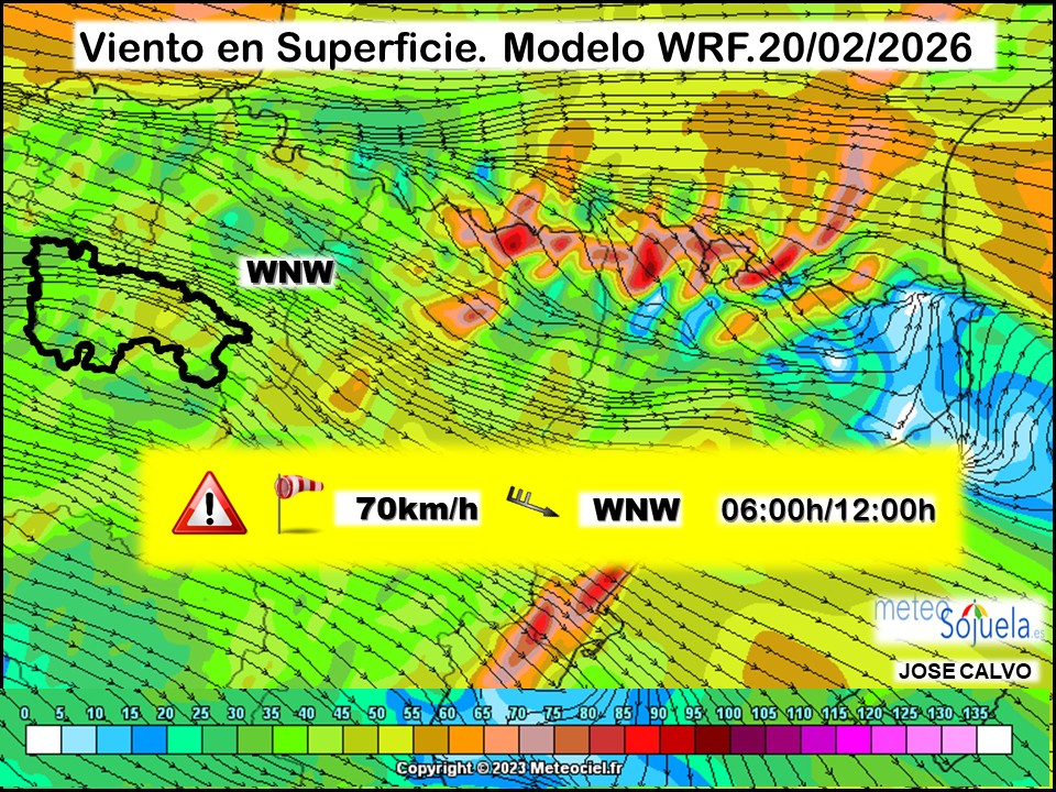 Viento en Superficie Modelo WRF Meteosojuela.