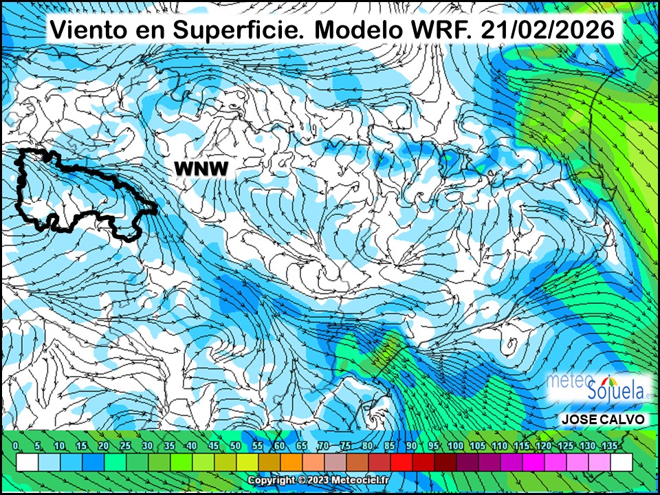 Viento en Superficie Modelo WRF Meteosojuela.