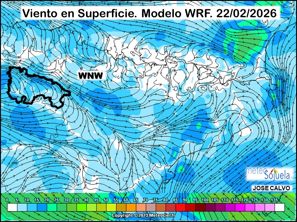 Viento en Superficie Modelo WRF Meteosojuela.