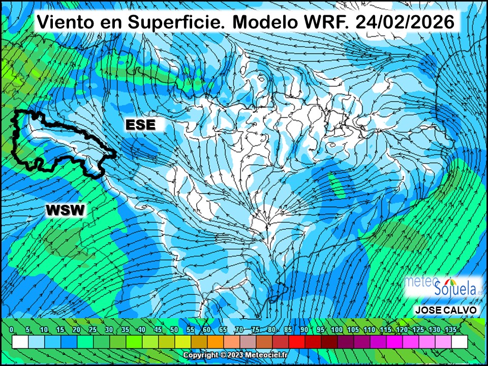 Viento en Superficie Modelo WRF Meteosojuela.