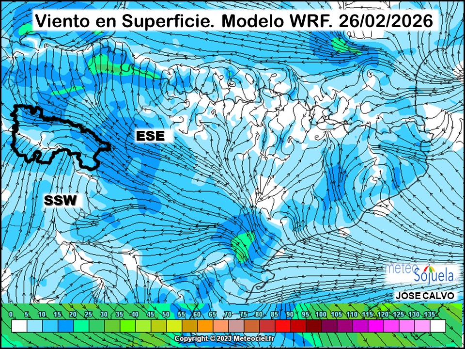 Viento en Superficie Modelo WRF Meteosojuela.
