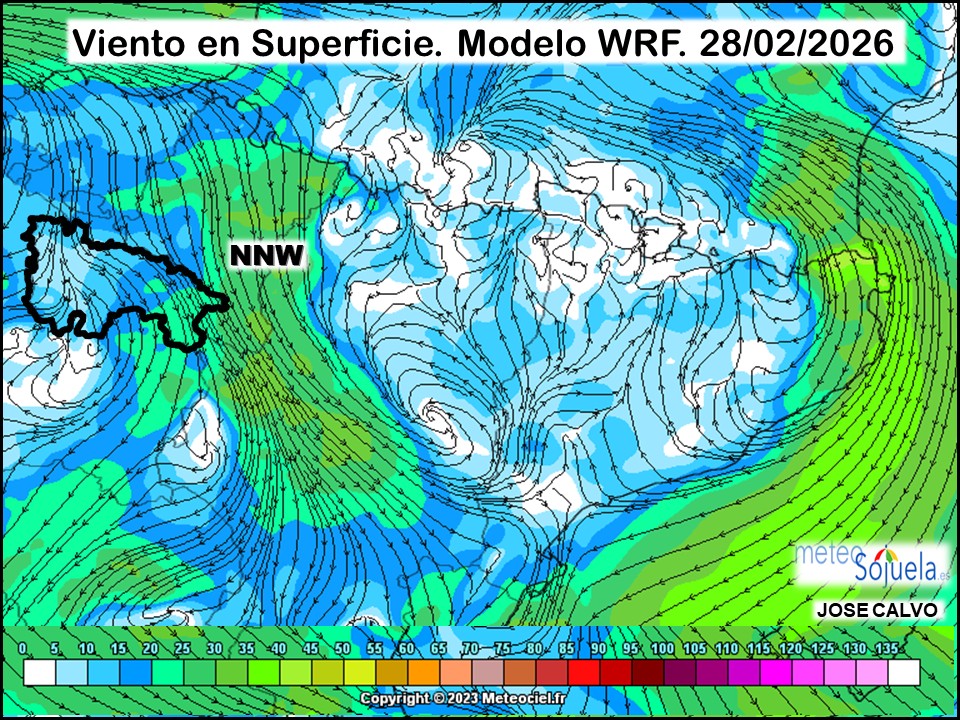 Viento en Superficie Modelo WRF Meteosojuela.