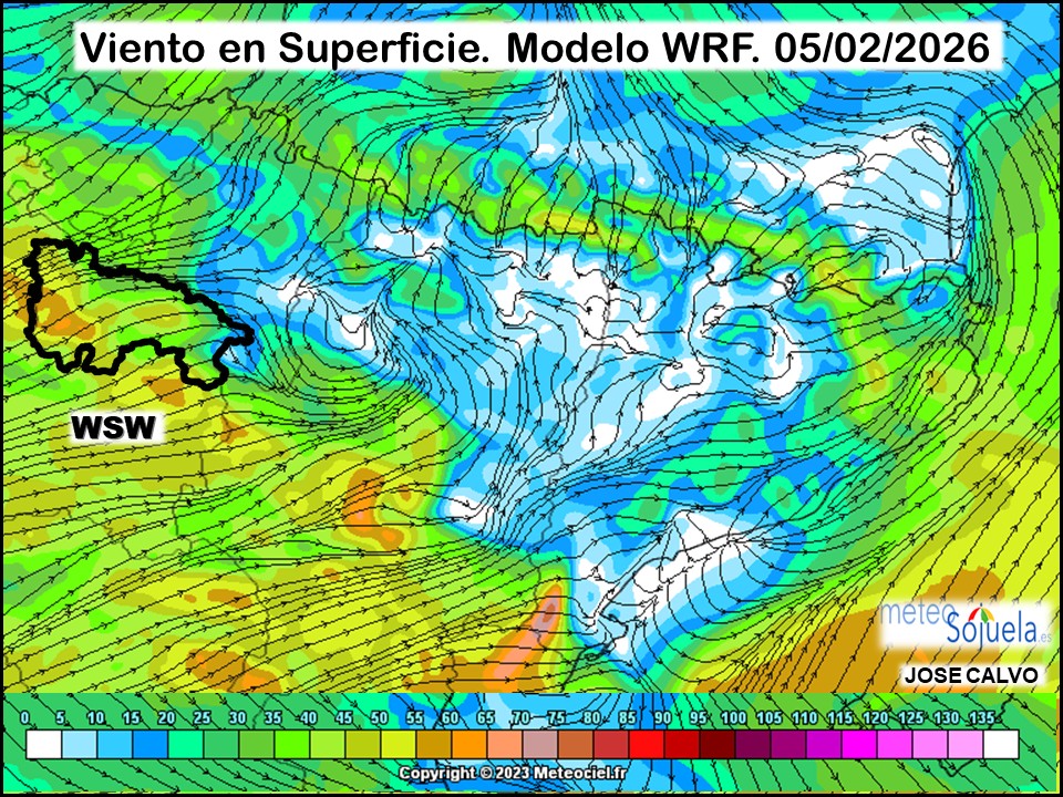 Viento en Superficie Modelo WRF Meteosojuela.