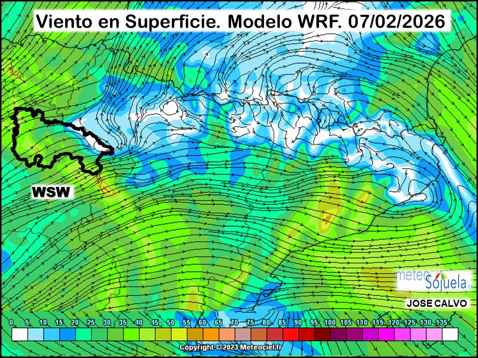 Viento en Superficie Modelo WRF Meteosojuela.