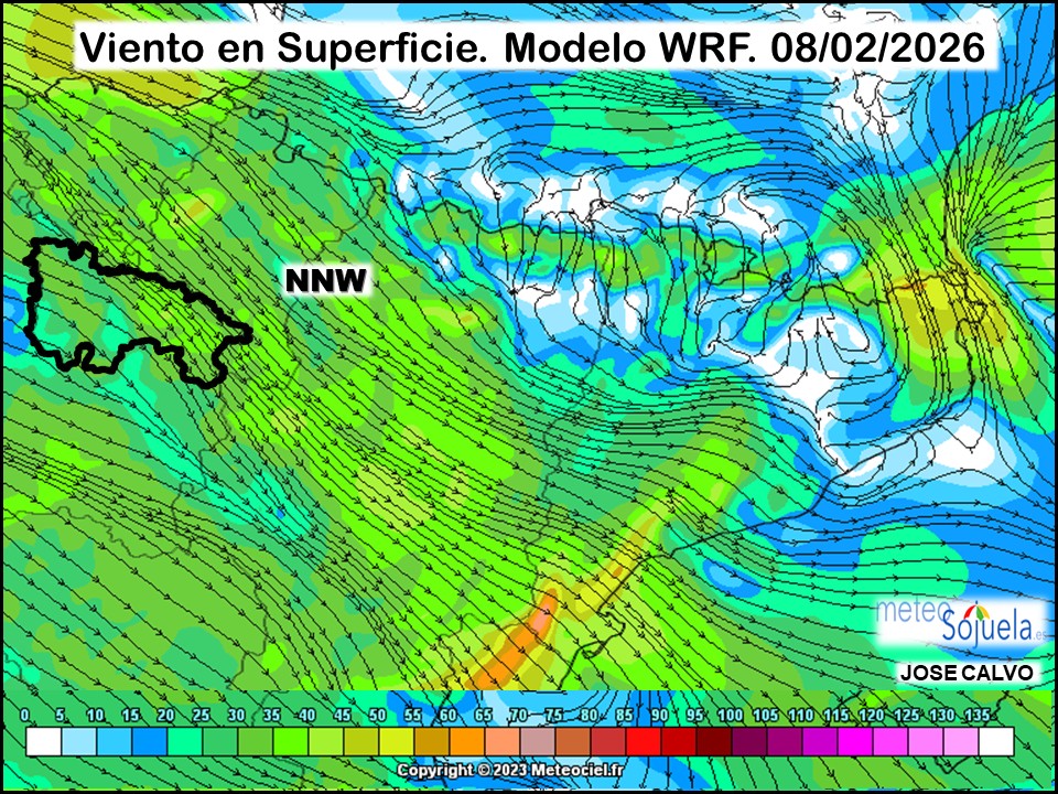 Viento en Superficie Modelo WRF Meteosojuela.