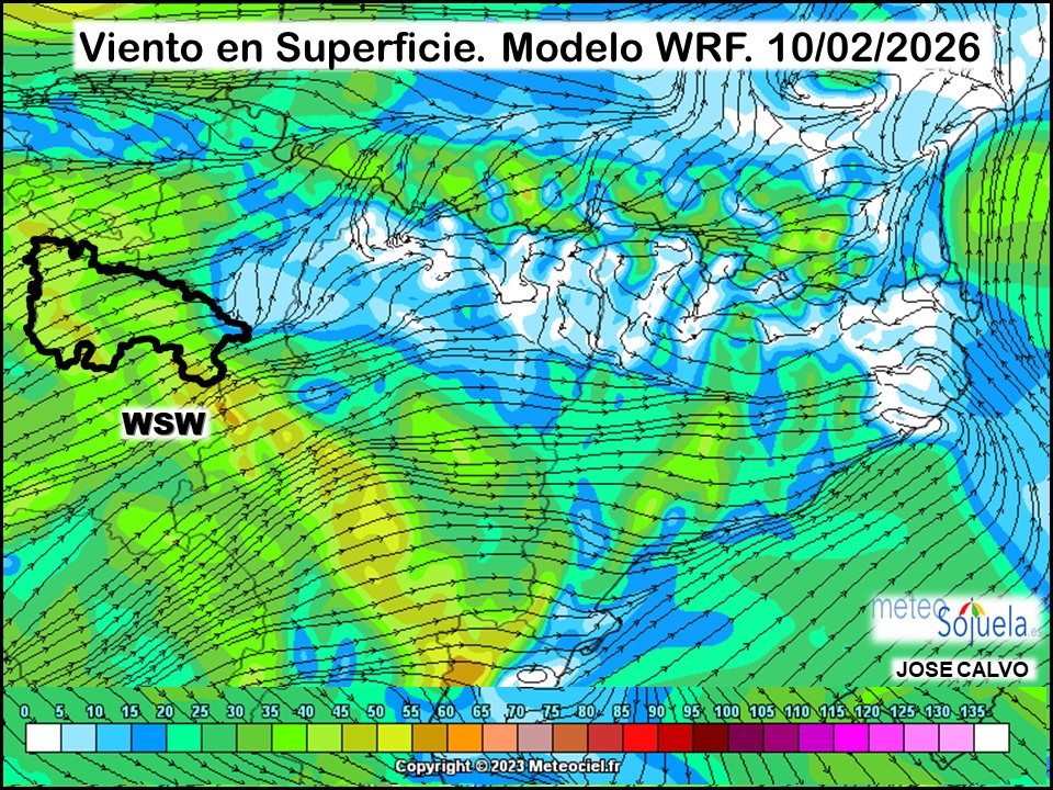 Viento en Superficie Modelo WRF Meteosojuela.