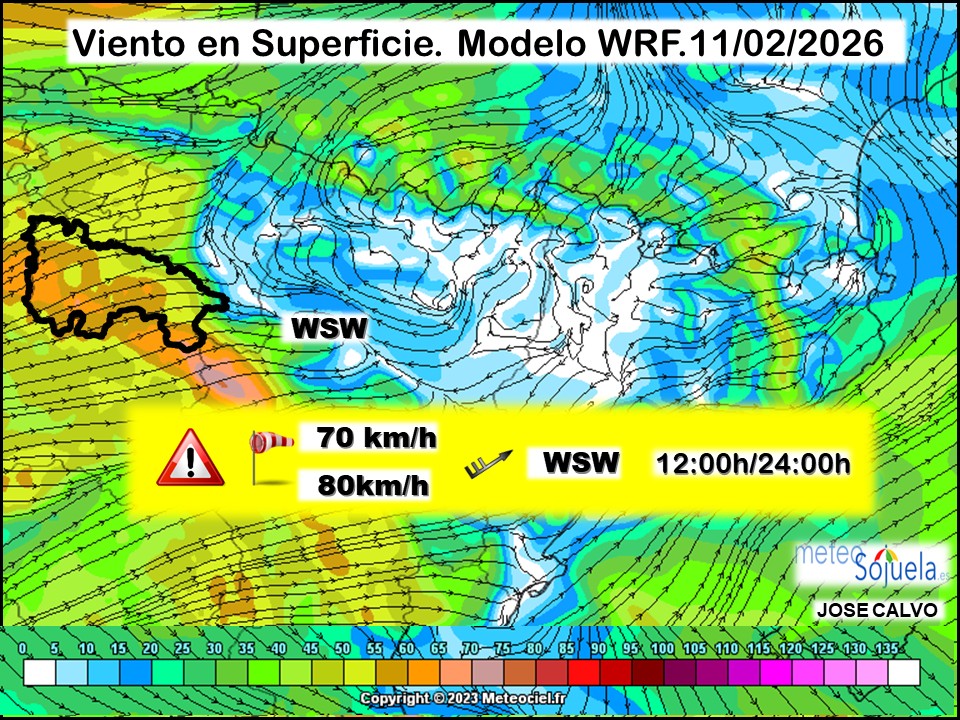 Viento en Superficie Modelo WRF Meteosojuela.