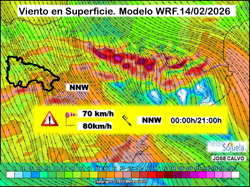 Viento en Superficie Modelo WRF Meteosojuela.
