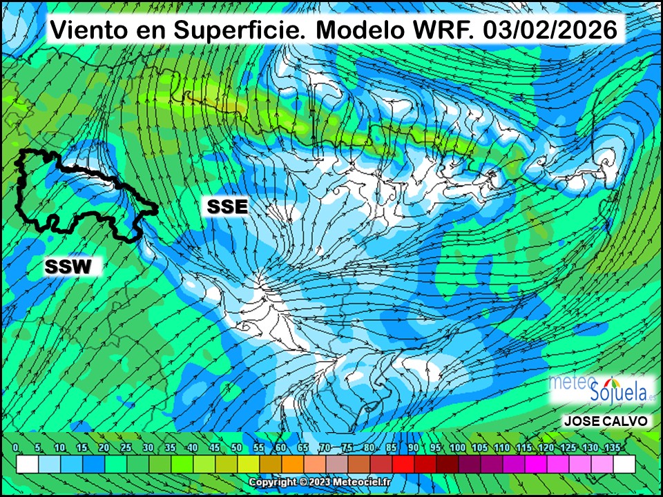Viento en Superficie Modelo WRF Meteosojuela.