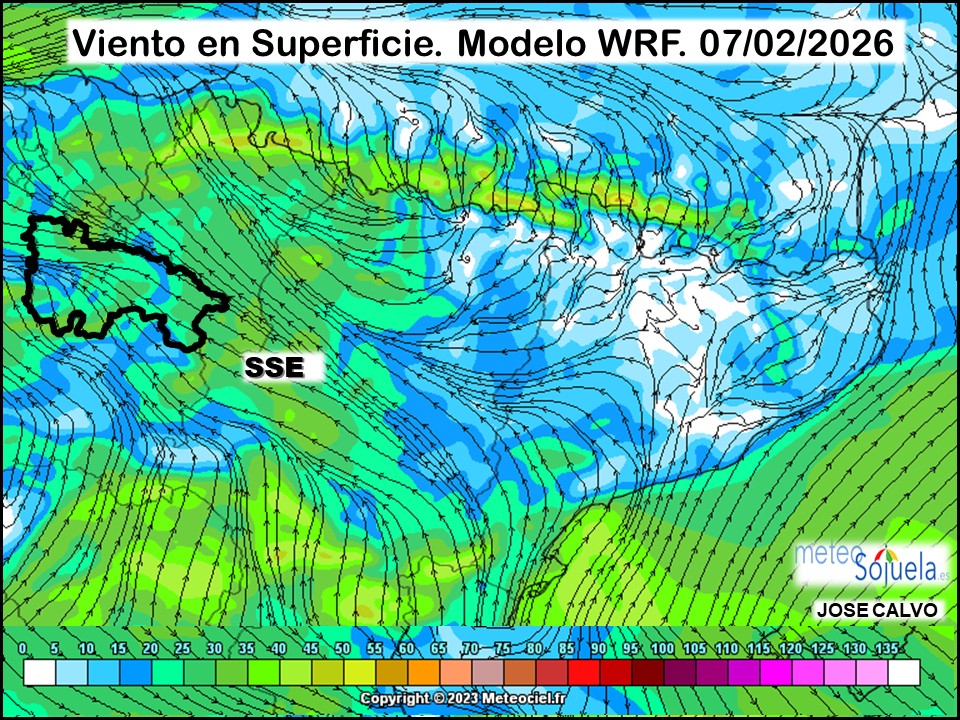 Viento en Superficie Modelo WRF Meteosojuela.