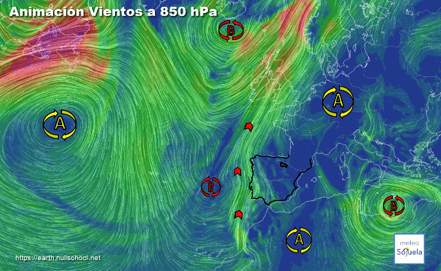 Altas Presiones y vientos del sur