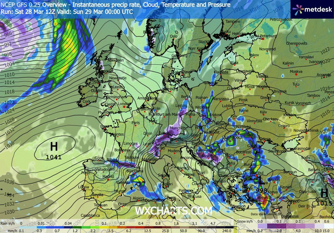 Animación Modelos de Centros de presión y borrascas GFS Europa. Meteosojuela La Rioja