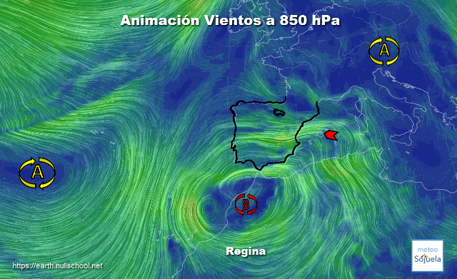 Animación Viento 850hPa Regina.