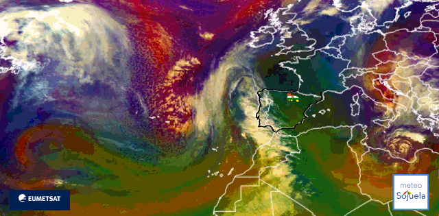 Animación imágenes satélite Meteosat. Borrascas Therese
