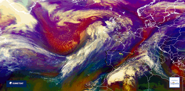Animación imágenes satélite Meteosat. Borrascas regina