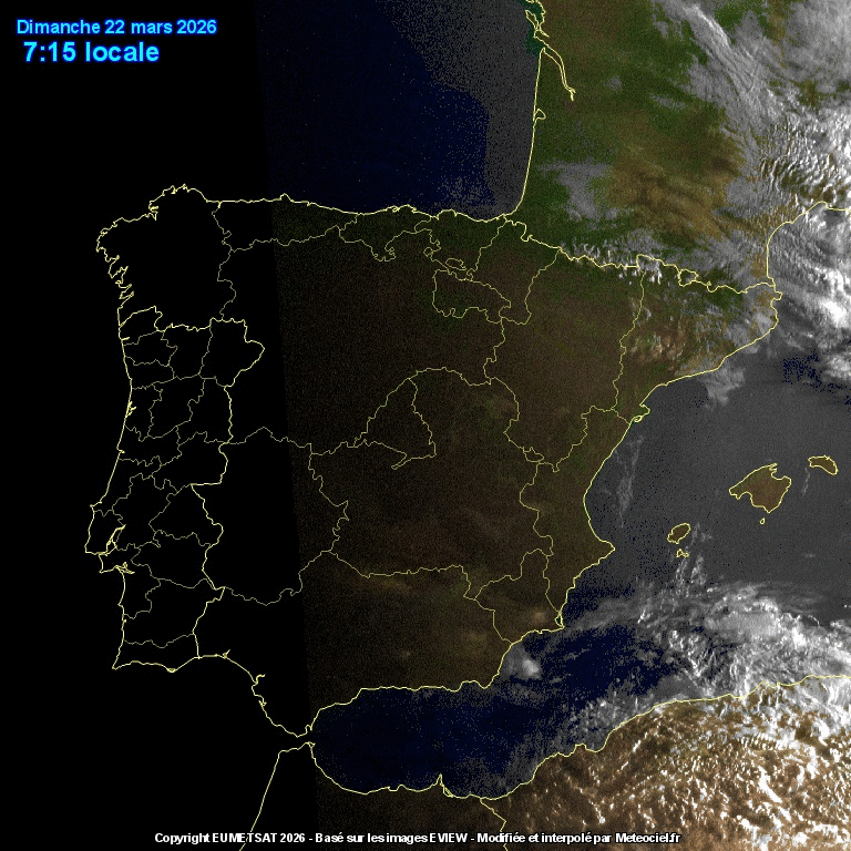 Animación imágenes satélite Meteosat. Despejado