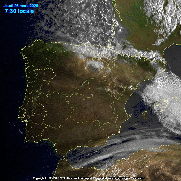 Animación imágenes satélite Meteosat. Frente alcanzando la peninsula