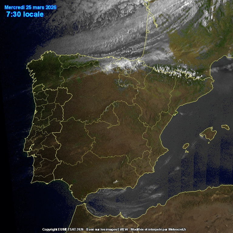 Animación imágenes satélite Meteosat. Frente alcanzando la peninsula