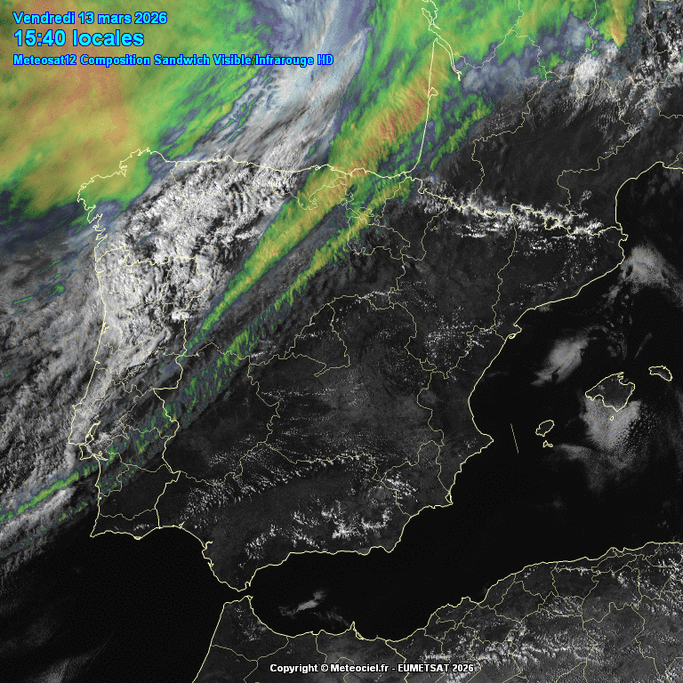 Animación imágenes satélite Meteosat. Llegada del frente