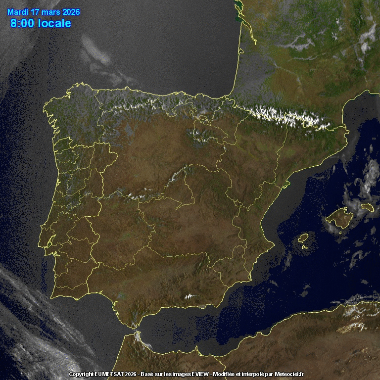 Animación imágenes satélite Meteosat. Se despejan los cielos
