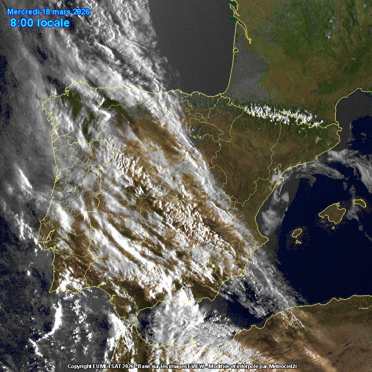 Animación imágenes satélite Meteosat. Se despejan los cielos