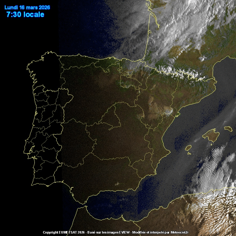 Animación imágenes satélite Meteosat. Se despejan los cielos