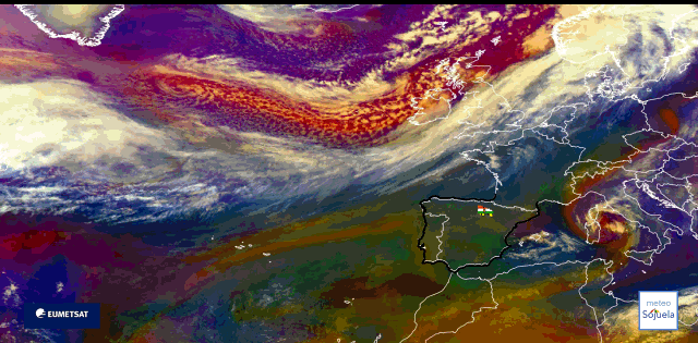 Animación imágenes satélite Meteosat. Vaguada Dan y borrasca Samuel