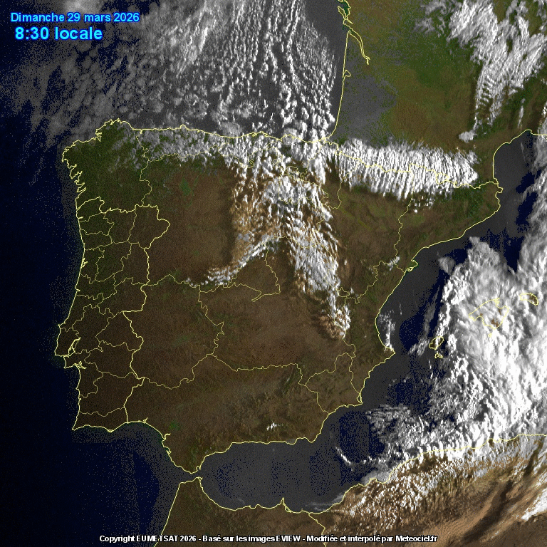 Animación imágenes satélite Meteosat. Vientos del Norte y frentes