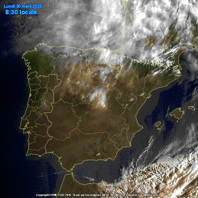 Animación imágenes satélite Meteosat. Vientos del Norte y frentes