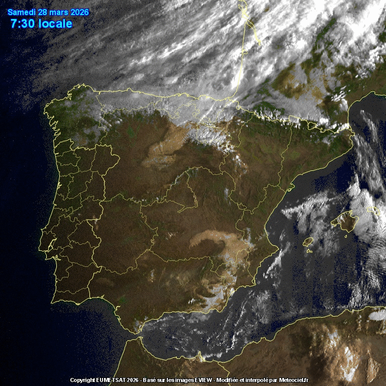 Animación imágenes satélite Meteosat. Vientos del Norte y frentes