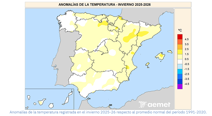 Anomalías de la Temperatura Invierno 2025 2026