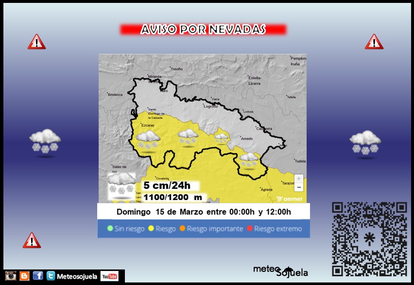 Aviso Amarillo por Peligro Bajo de Nevadas en la Ibérica