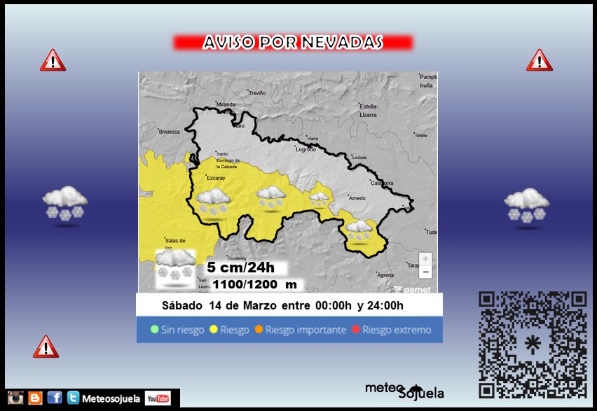 Aviso Amarillo por Peligro Bajo de Nevadas en la Ibérica