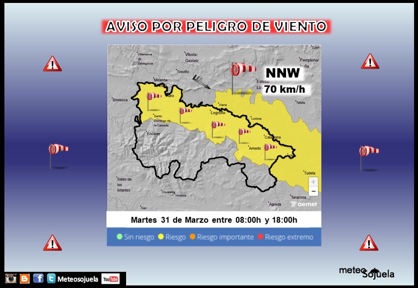 Aviso Amarillo por Viento en La Rioja. AEMET