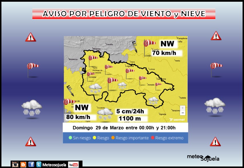 Aviso Amarillo por Viento y Nieve en La Rioja. AEMET