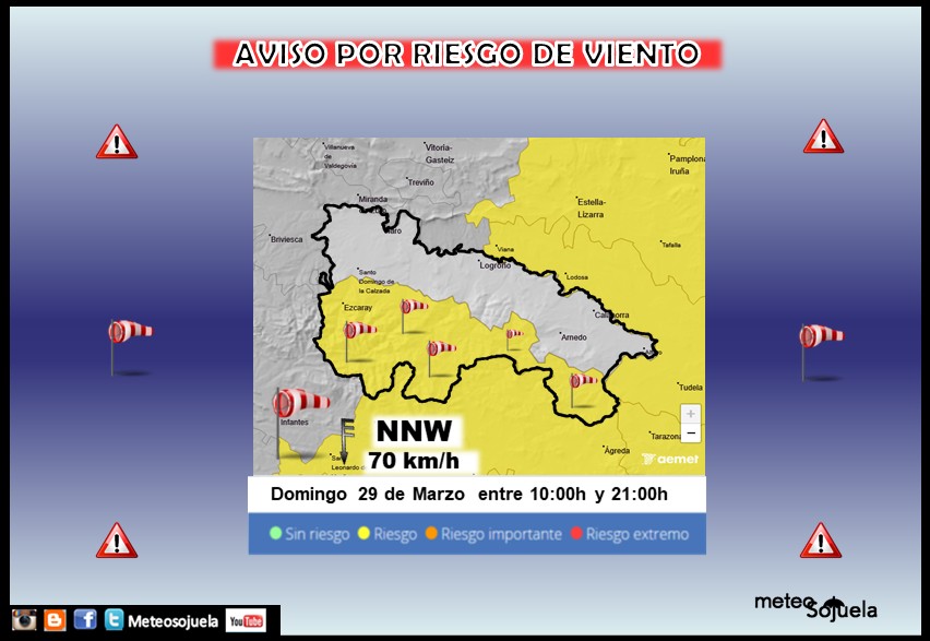 Aviso Amarillo por viento en la Ibérica