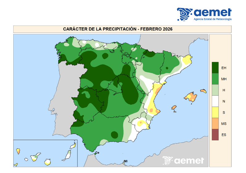 Caracter de Precipitación Febrero 2026