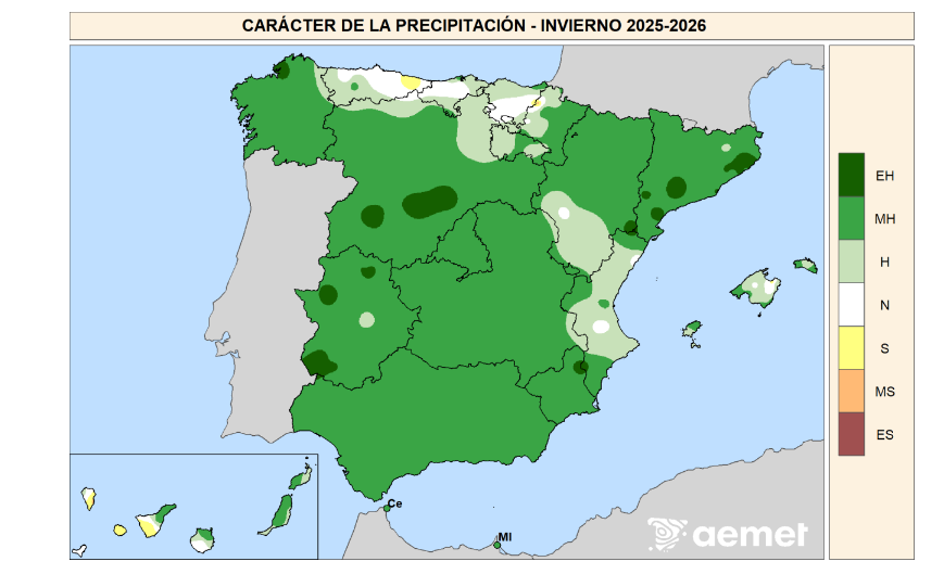 Caracter de la Precipitación Invierno 2025 2026