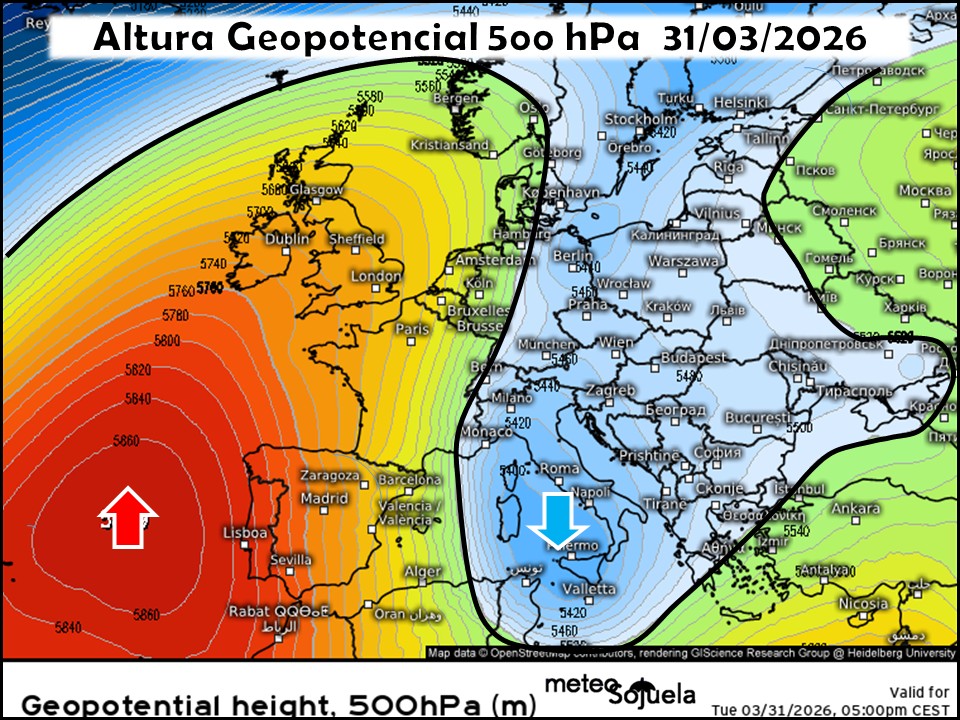 Dorsal en el Atlánticoo y Vaguada en el Mediterráneo